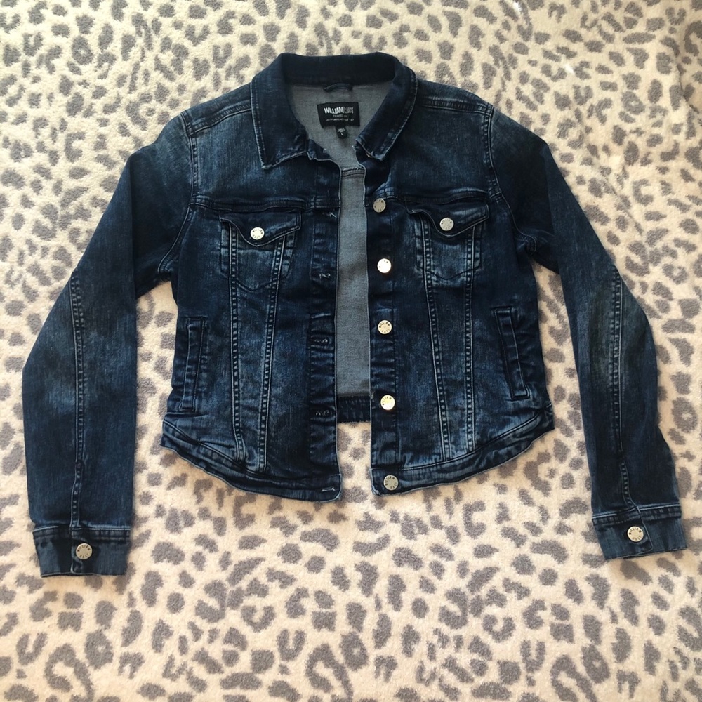 Acid wash dark denim jacket